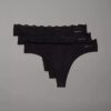 Microfiber Thong con encaje, paquete de 3