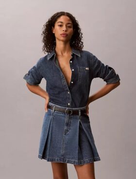 Minifalda de Denim plisada
