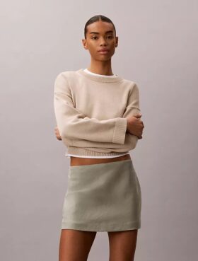 Minifalda-pantalón de mezcla de lino