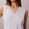 Minivestido de mezcla de algodón con cuello en V Minivestido de mezcla de algodón con cuello en V