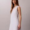 Minivestido de mezcla de algodón con cuello en V Minivestido de mezcla de algodón con cuello en V