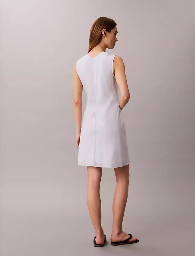 Minivestido de mezcla de algodón con cuello en V Minivestido de mezcla de algodón con cuello en V