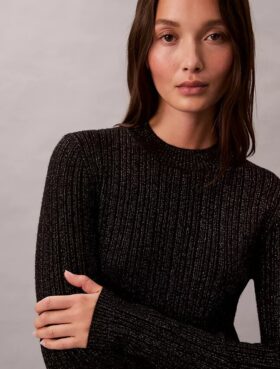 Minivestido de punto de mezcla de lana merino y lurex