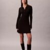 Minivestido polo de algodón acanalado con cuello en V Minivestido polo de algodón acanalado con cuello en V