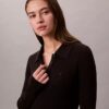 Minivestido polo de algodón acanalado con cuello en V Minivestido polo de algodón acanalado con cuello en V