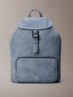 Mochila mini con solapa de Denim y logotipo
