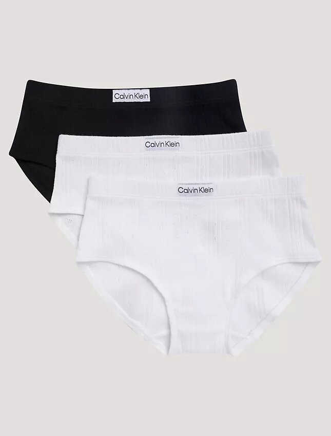 Pack de 3 braguitas Hipster de talle bajo con logo en canalé Pack de 3 braguitas Hipster de talle bajo con logo en canalé