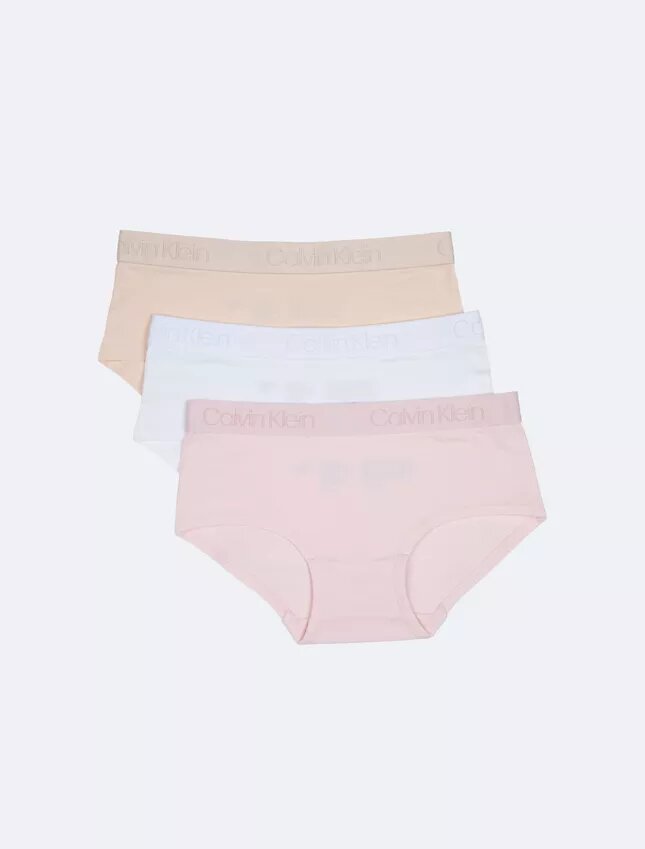 Pack de 3 braguitas Hipster de talle medio con banda de logotipos para niñas Pack de 3 braguitas Hipster de talle medio con banda de logotipos para niñas