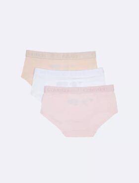 Pack de 3 braguitas Hipster de talle medio con banda de logotipos para niñas Pack de 3 braguitas Hipster de talle medio con banda de logotipos para niñas