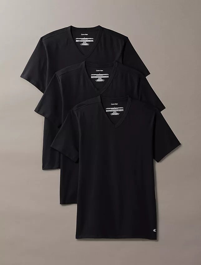 Pack de 3 camisetas de cuello en V de corte ajustado en mezcla Cotton Stretch Pack de 3 camisetas de cuello en V de corte ajustado en mezcla Cotton Stretch