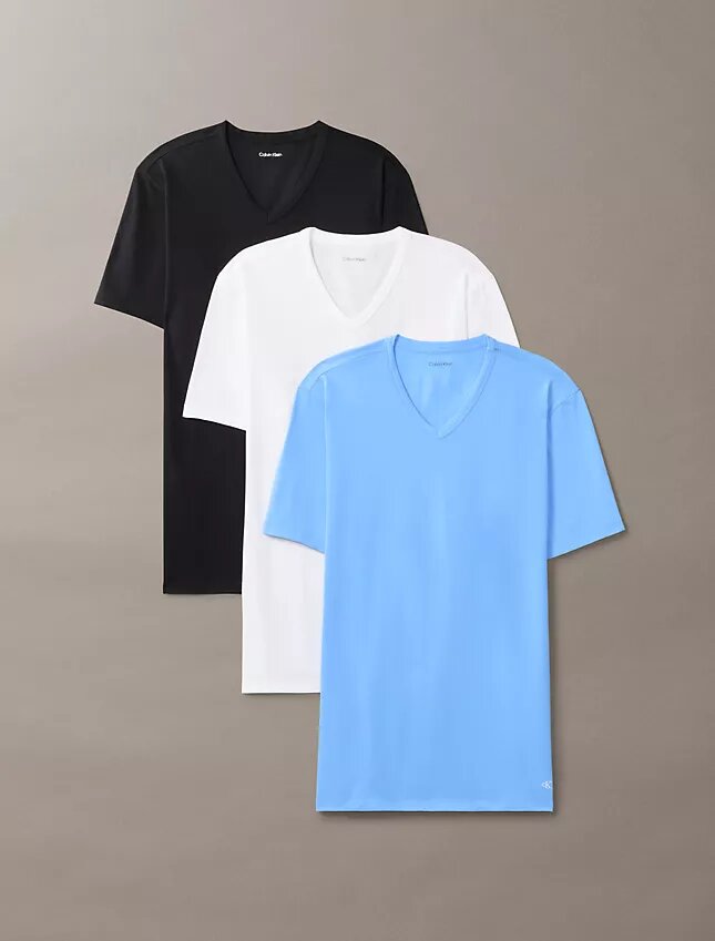 Pack de 3 camisetas de cuello en V de corte ajustado en mezcla Cotton Stretch Pack de 3 camisetas de cuello en V de corte ajustado en mezcla Cotton Stretch