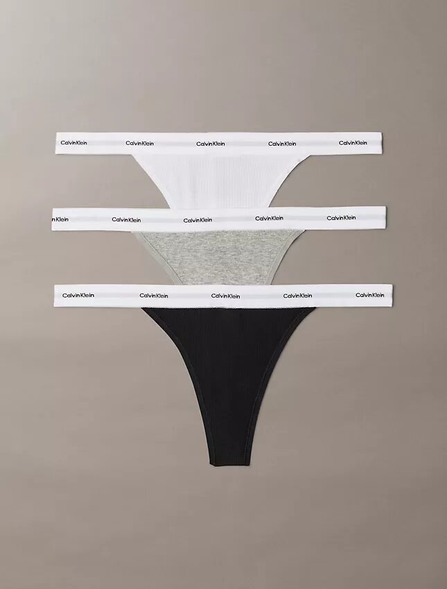 Pack de 3 Thongs de Cotton Stretch acanalados Pack de 3 Thongs de Cotton Stretch acanalados