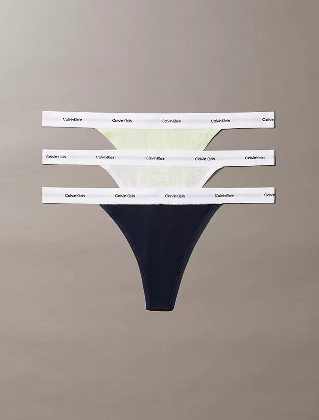 Pack de 3 Thongs de Cotton Stretch acanalados Pack de 3 Thongs de Cotton Stretch acanalados