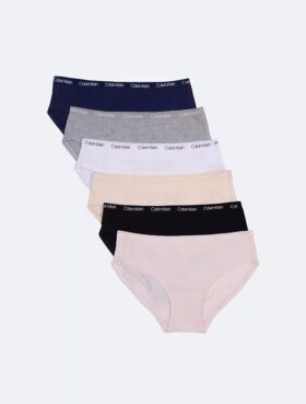 Pack de 6 braguitas Hipster con logotipo para niñas Pack de 6 braguitas Hipster con logotipo para niñas