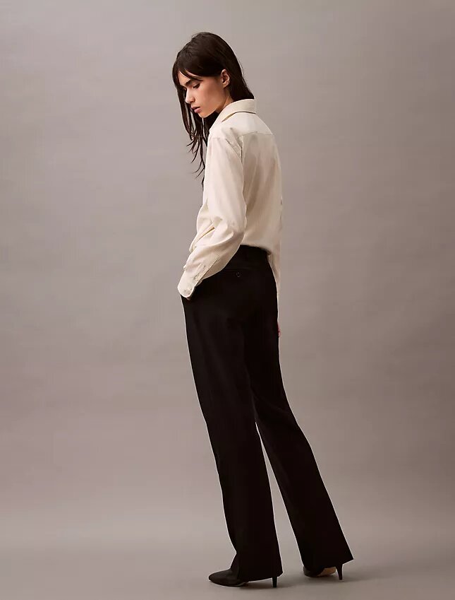 Pantalón clásico de gabardina de lana Pantalón clásico de gabardina de lana
