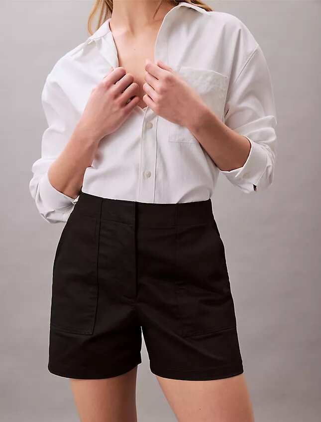 Pantalón corto de satén de algodón Pantalón corto de satén de algodón