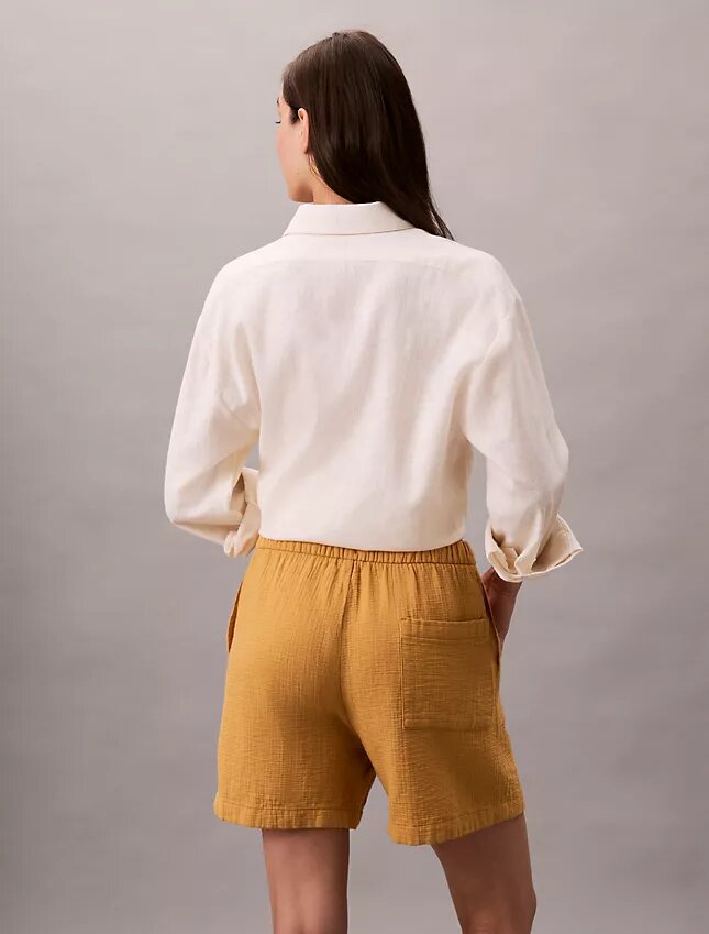 Pantalón corto sin cremallera de doble gasa Pantalón corto sin cremallera de doble gasa