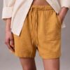 Pantalón corto sin cremallera de doble gasa Pantalón corto sin cremallera de doble gasa