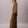 Pantalón de pierna ancha de gabardina de lana Pantalón de pierna ancha de gabardina de lana