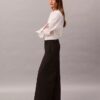 Pantalón de pierna ancha de gabardina de lana Pantalón de pierna ancha de gabardina de lana