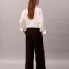 Pantalón de pierna ancha de gabardina de lana Pantalón de pierna ancha de gabardina de lana