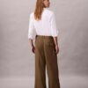Pantalón de pierna ancha de gabardina de lana Pantalón de pierna ancha de gabardina de lana