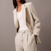 Pantalón plisado de mezcla de gabardina de lana Pantalón plisado de mezcla de gabardina de lana
