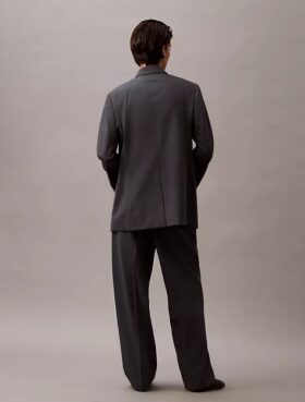 Pantalón plisado de mezcla de gabardina de lana