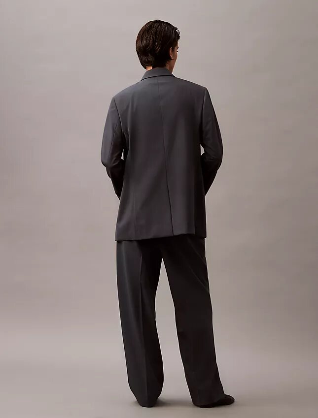 Pantalón plisado de mezcla de gabardina de lana Pantalón plisado de mezcla de gabardina de lana