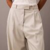 Pantalón plisado de mezcla de gabardina de lana Pantalón plisado de mezcla de gabardina de lana