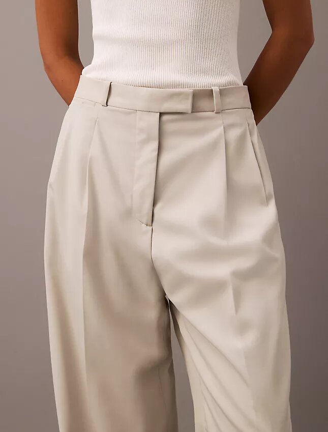 Pantalón plisado de mezcla de gabardina de lana Pantalón plisado de mezcla de gabardina de lana