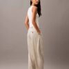 Pantalón plisado de mezcla de gabardina de lana Pantalón plisado de mezcla de gabardina de lana