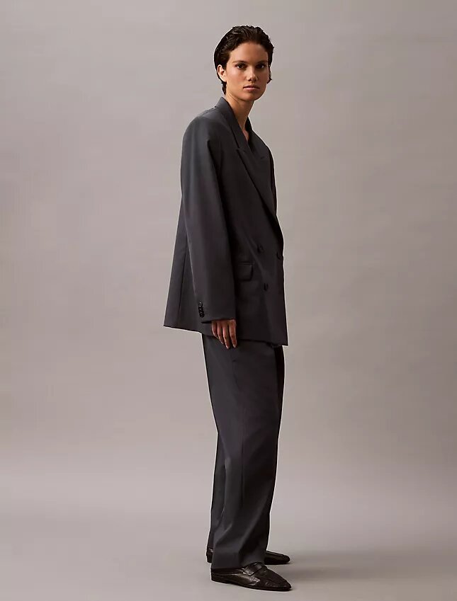 Pantalón plisado de mezcla de gabardina de lana Pantalón plisado de mezcla de gabardina de lana