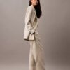 Pantalón plisado de mezcla de gabardina de lana Pantalón plisado de mezcla de gabardina de lana