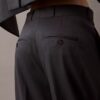 Pantalón plisado de mezcla de gabardina de lana Pantalón plisado de mezcla de gabardina de lana