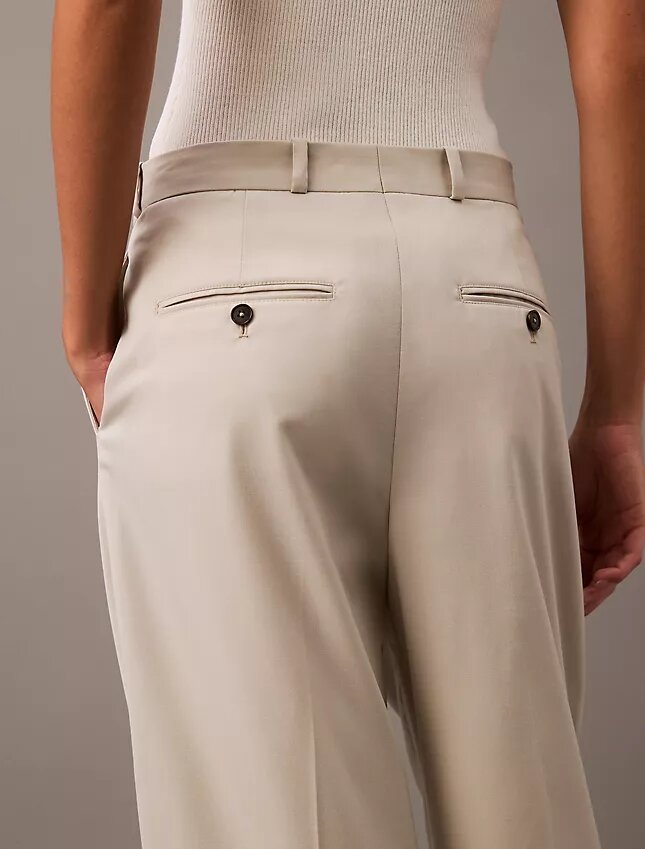 Pantalón plisado de mezcla de gabardina de lana Pantalón plisado de mezcla de gabardina de lana