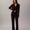 Pantalones acampanados de mezcla de lana merino y lurex