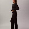 Pantalones acampanados de mezcla de lana merino y lurex