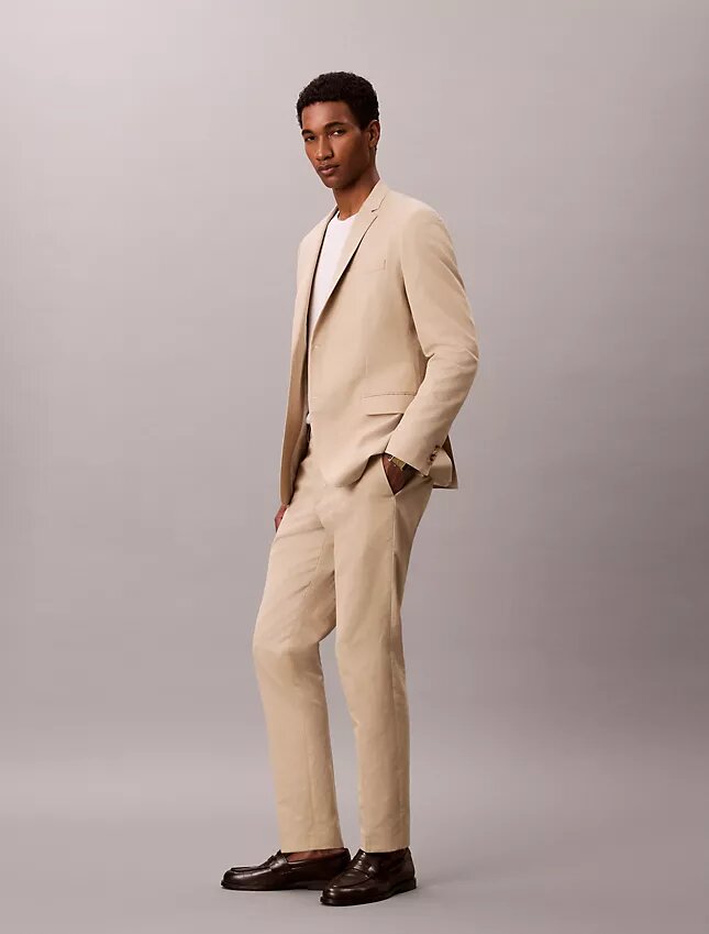 Pantalones ajustados de mezcla de lino Pantalones ajustados de mezcla de lino