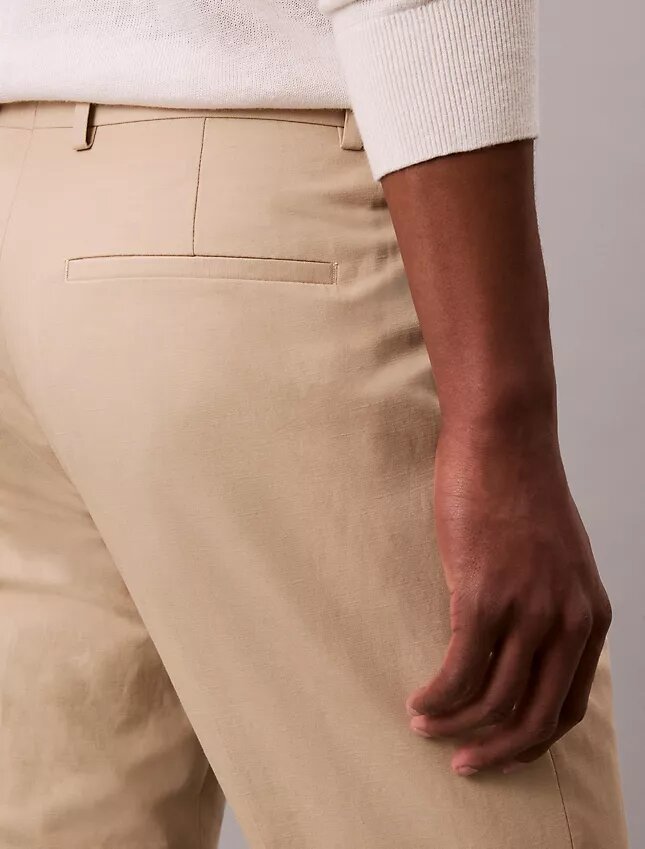 Pantalones ajustados de mezcla de lino Pantalones ajustados de mezcla de lino