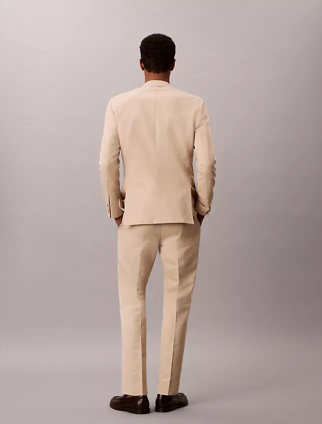 Pantalones ajustados de mezcla de lino Pantalones ajustados de mezcla de lino