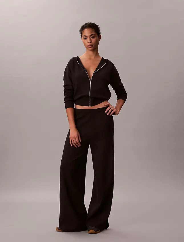 Pantalones anchos de punto holgado Pantalones anchos de punto holgado