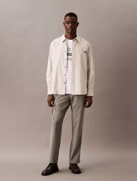 Pantalones cargo de pierna recta lavados a la máquina en mezcla de lyocell
