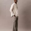 Pantalones cargo de pierna recta lavados a la máquina en mezcla de lyocell Pantalones cargo de pierna recta lavados a la máquina en mezcla de lyocell