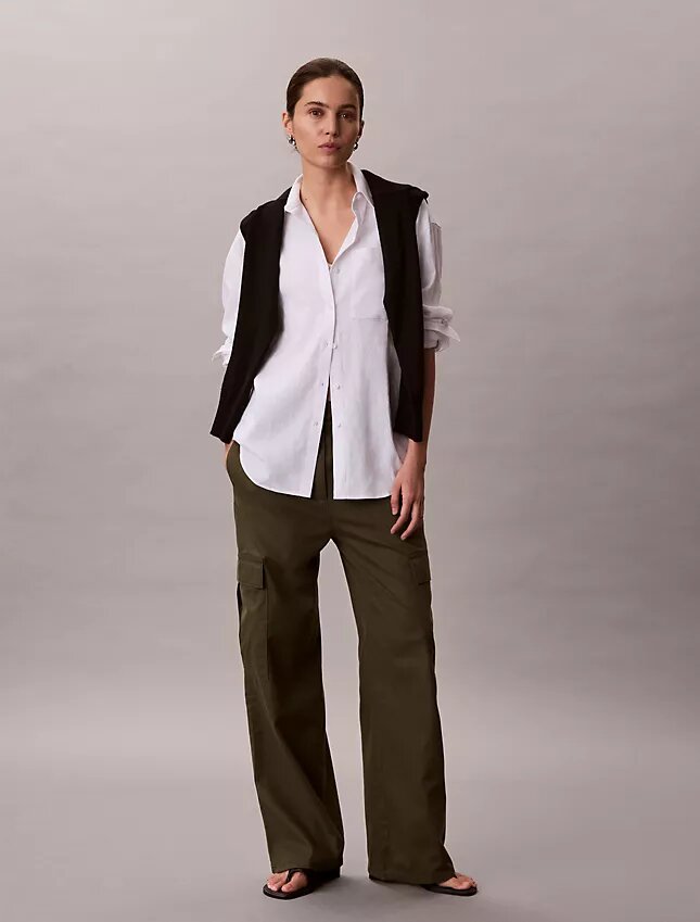 Pantalones cargo de sarga suave Pantalones cargo de sarga suave
