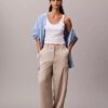 Pantalones cargo holgados de sarga de satén