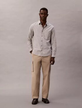 Pantalones cargo rectos de algodón elástico
