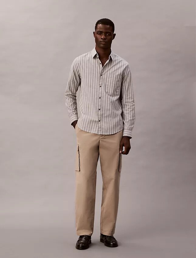 Pantalones cargo rectos de algodón elástico Pantalones cargo rectos de algodón elástico