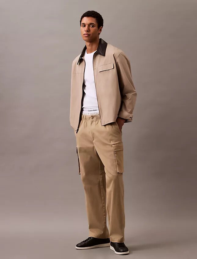 Pantalones cargo rectos de algodón elástico Pantalones cargo rectos de algodón elástico