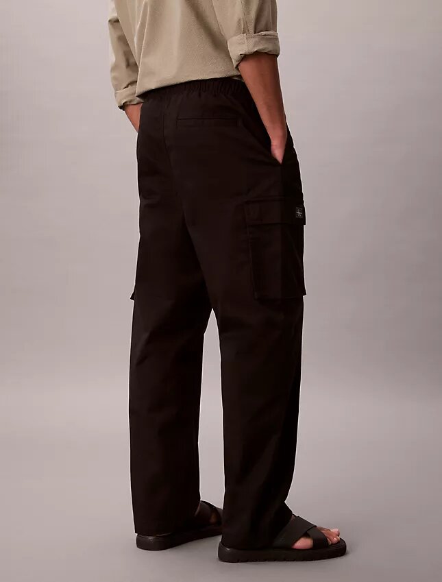 Pantalones cargo rectos de algodón elástico Pantalones cargo rectos de algodón elástico